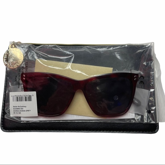 STELLA MCCARTNEY Avana Sunglasses Square Red Frame Grey Lenses NWT - Picture 8 of 9